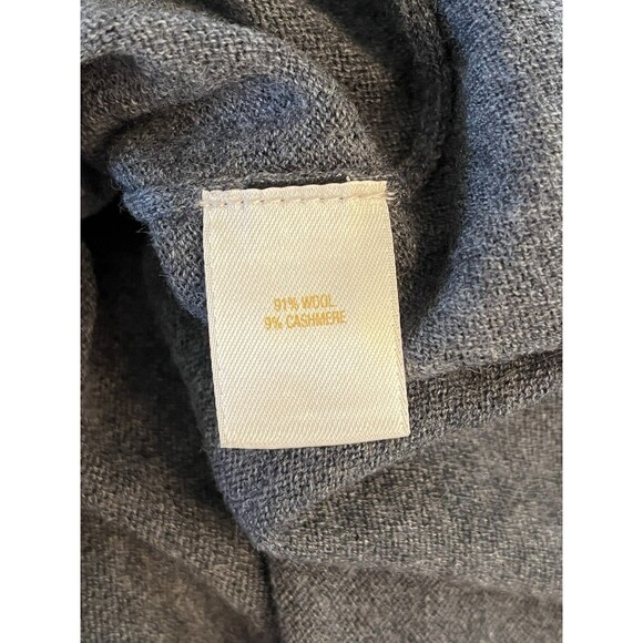 Kate Spade Gray Wool Cashmere Crew Neck Sweater Gold Zip, Bow Cuffs 3/4 Sleeve S - Picture 6 of 6